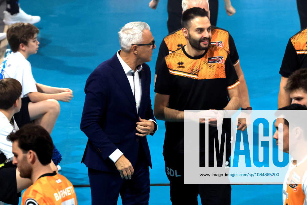 Germany, GER, DEU, Volleyball 1st Bundesliga, Day 1, 2026–2027 Season, Berlin, BR Volleys vs. FT Freiburg; Head Coach Andrea Anastasi (BR Volleys), Assistant Coach Saverio Di Lascio (BR Volleys); nordphoto GmbH, Engler, Berlin; Max Schmeling Hall, Berlin, Germany