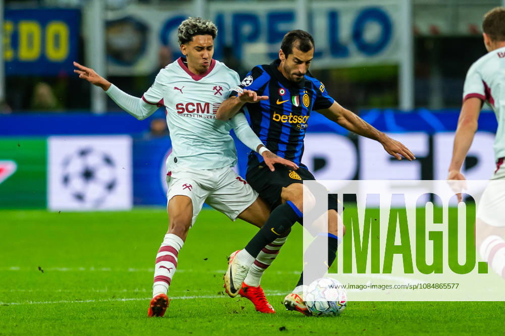 Marlon Gomes Henrikh Mkhitaryan seen during UEFA Champions League 2026 27 league phase game between Internazionale Milano and FC Shakhtar Donetsk (Gleb Soboliev Ball Raw Images) Milan San Siro Italy
