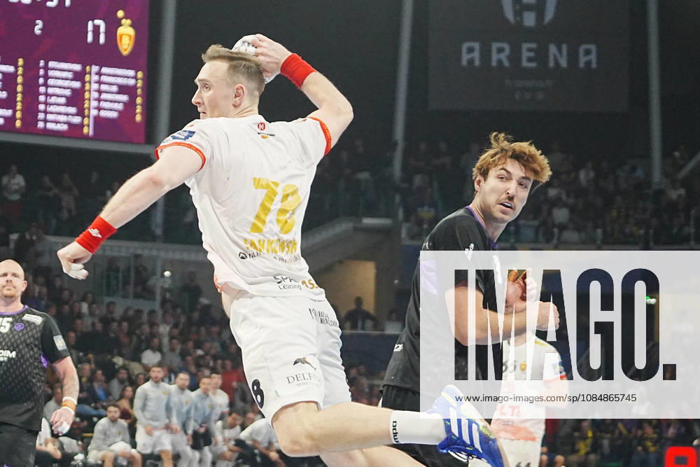 Nantes 21 Octobre 2026 3 Thibaud Briet of HBC Nantes and Viktor Jankowski of Varda Skopje during the EHF Champions League, handball match between HBC Nantes and Vardar Skopje on 21 October 2026 at H Arena in Nantes, France - Photo Nantes France - ZUMAl193 20261021_zsp_l193_035