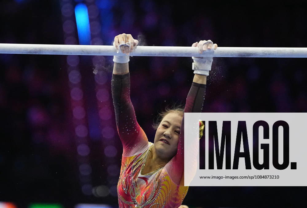 Qiu Qiyuan of China on the uneven bars during the artistic gymnastics competition on Day 5 of the World Championships at Ahoy in Rotterdam, Netherlands, on October 21, 2026. DeFodi Images