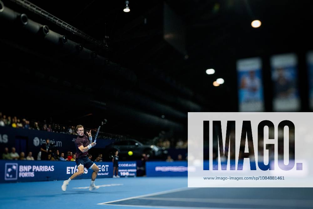 Jiri Lehecka of the Czech Republic pictured in action during the European Open ATP, Tennis Herren tennis tournament in Brussels, on Thursday 22 October. This year s edition of the tournament is taking place from 17 to 25 October JASPERxJACOBS x190644537x