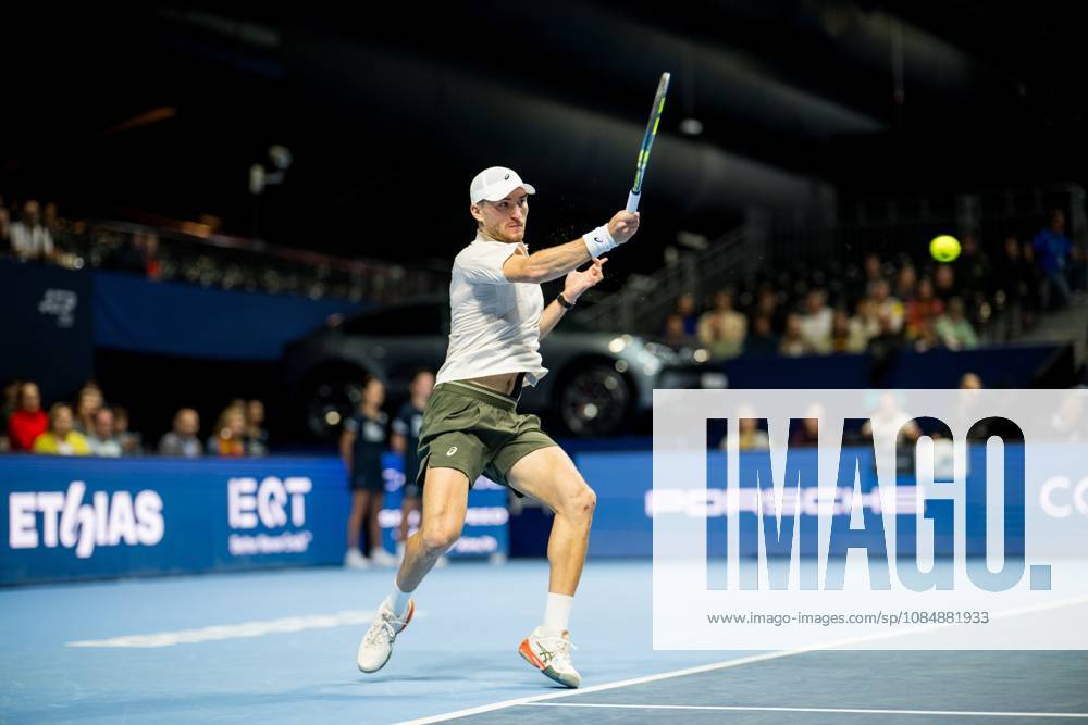 Raphael Collignon of Belgium pictured in action during the European Open ATP, Tennis Herren tennis tournament in Brussels, on Thursday 22 October. This year s edition of the tournament is taking place from 17 to 25 October JASPERxJACOBS x190644831x