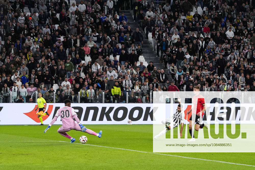 Juventus Zeki Çelik scoring the opening goal for his team 1-0 during the UEFA Europa League soccer match, between Juventus and Rennes at the Allianz Stadium in Turin, north west Italy - Matchday 3- Thursday, October 22, 2026. - Soccer