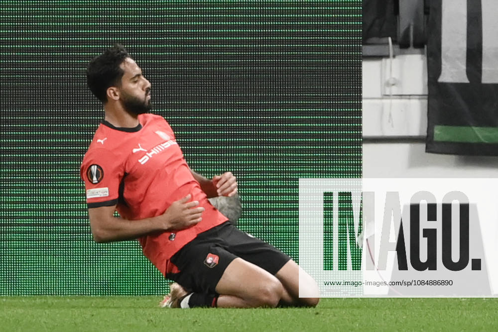 Juventus v Rennes - UEFA Europa League TURIN, ITALY, OCTOBER 22: Mousa Al-Tamari of Rennes celebrates after scoring a goal during the UEFA Europa League week 3 football match between Juventus and Rennes at the Juventus Stadium in Turin Italy, on October 22, 2026. Isabella Bonotto Anadolu Turin Italy. Editorial use only. Please get in touch for any other usage.