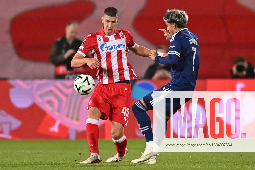 CRVENA ZVEZDA vs COPENHAGEN STEFAN GUDELJ vs MAHER CARRIZO football Crvena zvezda vs Copenhagen, UEFA Conference league match at Rajko Mitic stadium, Belgrade 22.10.2026 Foto: FOOTBALL, UEFA CONFERENCE LEAGUE, CRVENA ZVEZDA, RED STAR, COPENHAGEN Belgrade Rajko Mitic stadium Serbia