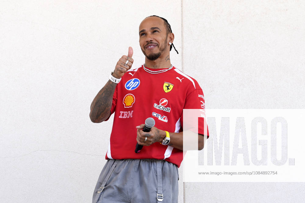 British Formula One driver Lewis Hamilton of Scuderia Ferrari speaks to students during the Formula One United States Grand Prix at the Circuit of the Americas in Austin, Texas on Thursday, October 22, 2026. AUS2026102212 GREGxNASH