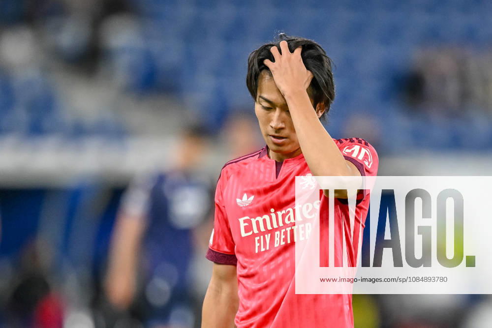 Keito Nakamura of Olympique Lyon looks dejected during the 2026-27 UEFA Europa League group stage match between TSG 1899 Hoffenheim and Olympique Lyonnais at the Rhein-Neckar Arena on October 22, 2026, in Sinsheim, Germany. Photo by Harry Langer, DeFodi Images