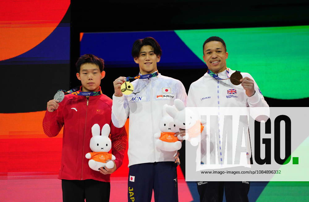 Daiki Hashimoto of Japan and Joe Fraser of Great Britain during the artistic gymnastics competition on Day 6 of the World Championships at Ahoy in Rotterdam, Netherlands, on October 22, 2026. DeFodi Images