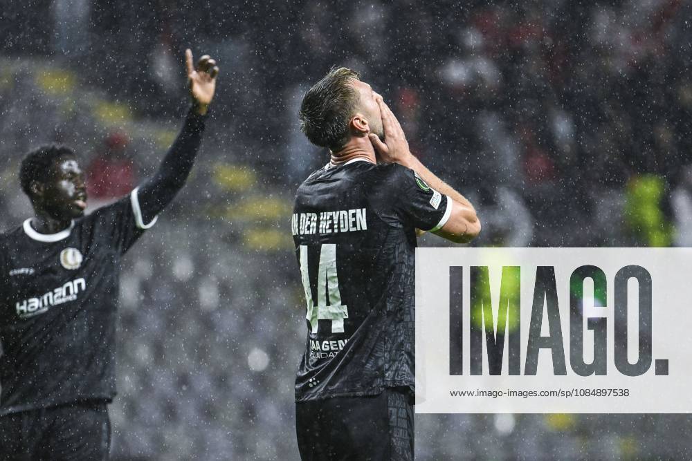 Siebe Van der Heyden of KAA Gent reacts after missing a big chance during a soccer game between Portuguese SC Braga and Belgian soccer team KAA Gent, Thursday 22 October 2026 in Braga, Portugal, the second match in the UEFA Conference League league phase. TOM GOYVAERTS TomxGoyvaerts x190698611x