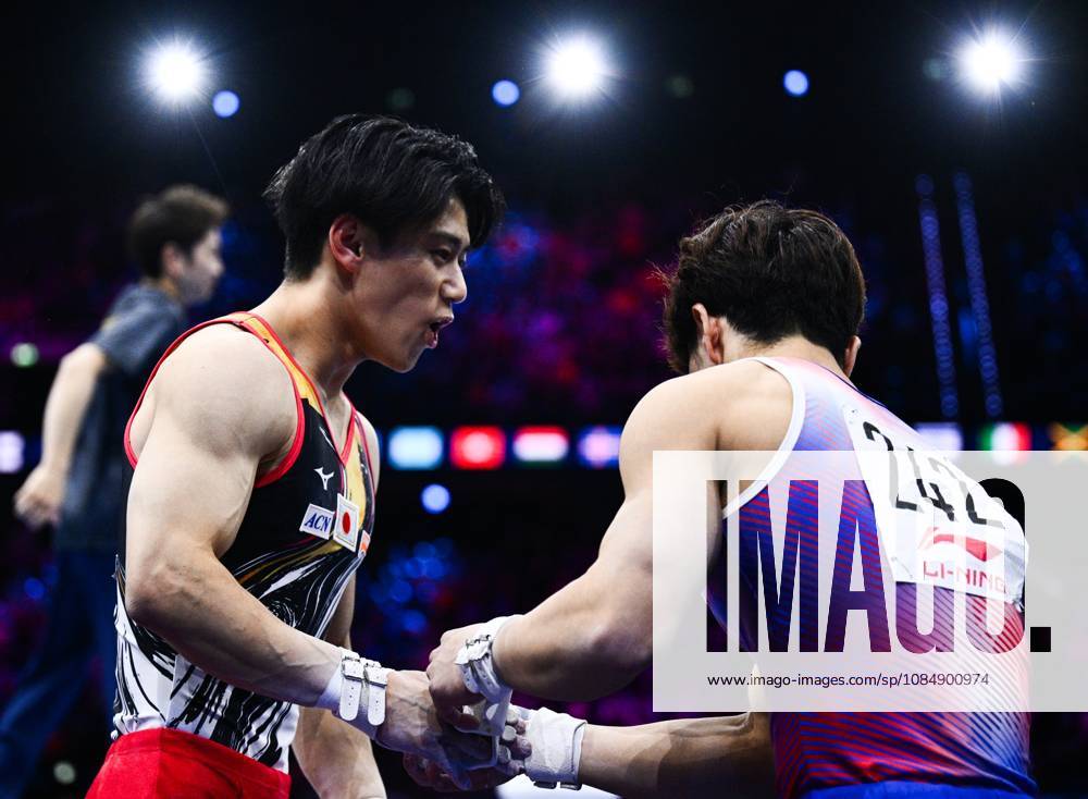 Netherlands Artistic Gymnastics World Championships 9270957 22.10.2026 Japan s Daiki Hashimoto and Shinnosuke Oka prepare to compete on the horizontal bar during the men s all-around final at the 2026 World Artistic Gymnastics Championships in Rotterdam, the Netherlands. Alexey Filippov Sputnik Rotterdam Netherlands