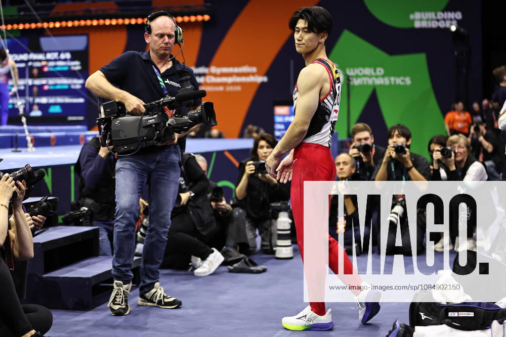 Daiki Hashimoto, JPN, waiting for the final results after the all-around final at the 2026 World Championships in Rotterdam on October 22, 2026
