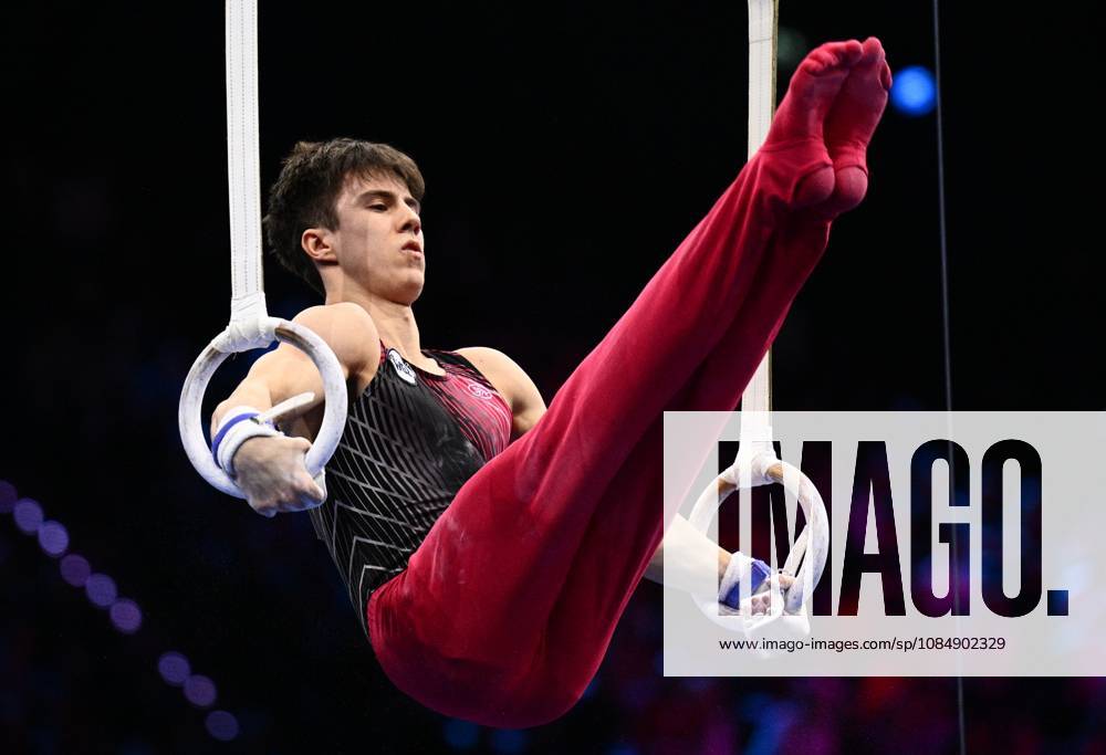 Netherlands Artistic Gymnastics World Championships 9270976 22.10.2026 Arsenii Dukhno of Team World Gymnastics Neutral Athletes 2 competes on the rings during the men s all-around final at the 2026 World Artistic Gymnastics Championships in Rotterdam, the Netherlands. Alexey Filippov Sputnik Rotterdam Netherlands