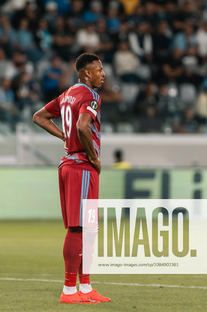 MUHAMMED BADAMOSI 19 of Riga react during the Conference League Matchday 2 game between Pafos and Riga at Alpha Mega Stadium in Kolossi,Limassol,Cyprus on 22 of October 2026. Limassol CYPRUS - ZUMAk195 20261022_znp_k195_055