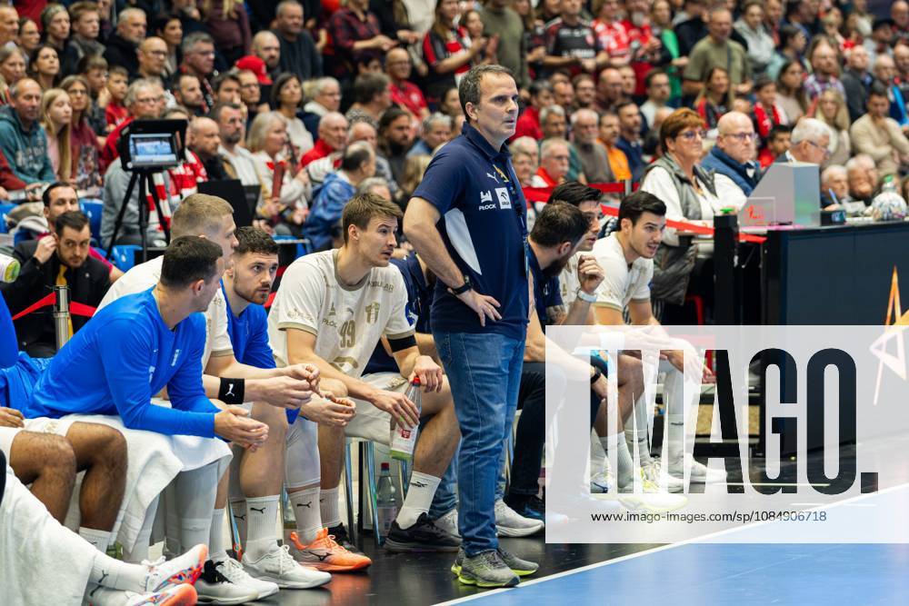 EHF Champions League 2026–2027 Group Stage Group B Match 5 MT Melsungen vs. Orlen Wisla Plock Pictured: Coach Javier Sabatà Sabate (SPR) looking dissatisfied on the court at Rothenbach Halle in Hesse