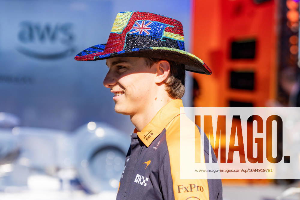 2026 Formula 1 MSC Cruises United States Grand Prix - Pilots OSCAR PIASTRI 81 (AUS) of McLaren Mastercard Formula 1 Team (McLaren MCL40) with a cowboy hat on Friday during the Formula 1 United States Grand Prix 2026 at Circuit of The Americas in Austin, Texas, United States, on October 23, 2026. Photo by Antoine LAPEYRE Reveries Agency via ABACAPRESS.COM Austin United States