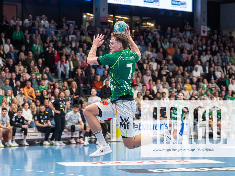 Victor Kloeve, Frisch Auf Goeppingen, No. 7 on a fast break, Frisch Auf Goeppingen vs. ThSV Eisenach, Handball, 1st Bundesliga, Men, 2026–2027 Season, October 23, 2026, Frisch Auf Goeppingen vs. ThSV Eisenach, Handball, 1st Bundesliga, Men, 2026–2027 season, October 23, 2026, Goeppingen
