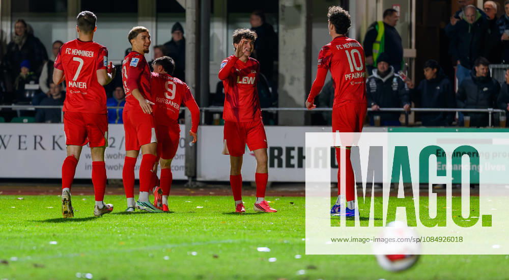 Soccer Season 2026–2027 Bavarian Regional League Matchday 04 SC Eltersdorf vs. SCE Quecken FC Memmingen FCM Goal celebration Cheering Joy after a goal Goal Shot on goal for the 0–1 lead by Philipp Kirsamer 9, FC Memmingen