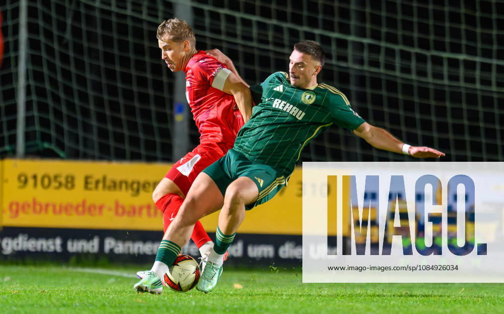 Soccer Season 2026–2027 Bavarian Regional League Matchday 04 SC Eltersdorf vs. SCE Quecken FC Memmingen FCM Max Zeller 2, FC Memmingen Yannik Jassmann 9, SC Eltersdorf, right