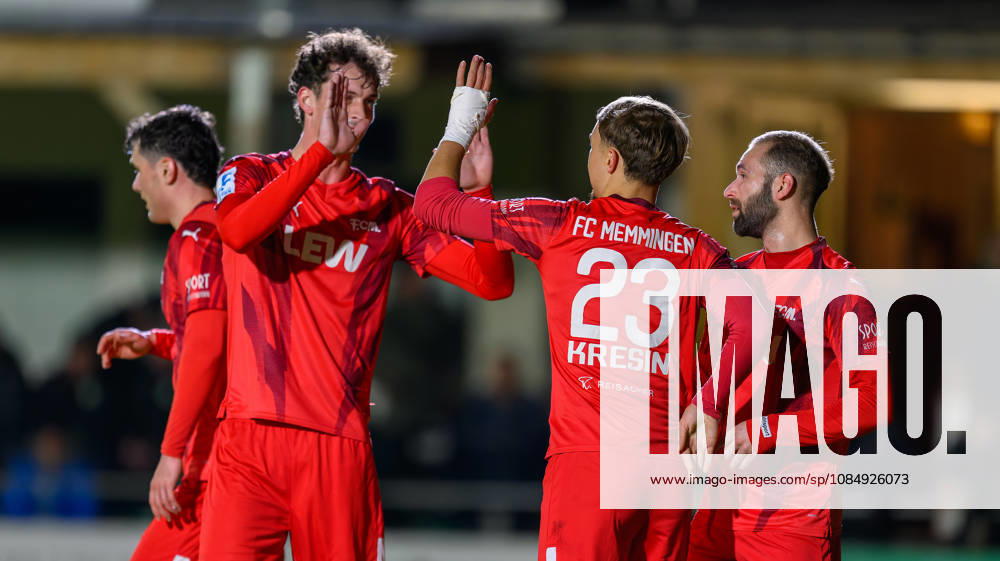 Soccer Season 2026–2027 Bavarian Regional League Matchday 04 SC Eltersdorf vs. SCE Quecken FC Memmingen FCM Goal celebration Cheering Joy after a goal Goal Shot on goal for the 0–2 by Constantin Kresin 23, FC Memmingen
