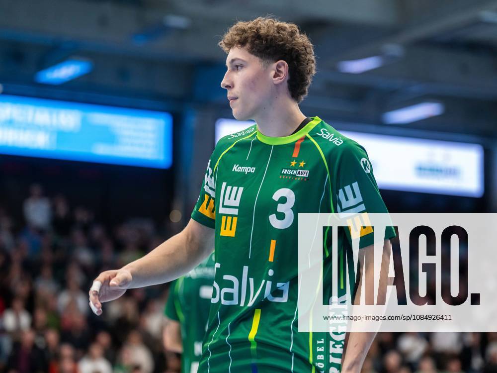 Micha Lang of Frisch Auf Goeppingen, No. 3, in his Bundesliga debut: Frisch Auf Goeppingen vs. ThSV Eisenach, Handball, Bundesliga 1, Men s, 2026–2027 season, October 23, 2026, Frisch Auf Goeppingen vs. ThSV Eisenach, Handball, 1st Bundesliga, Men, 2026–2027 season, October 23, 2026, Goeppingen