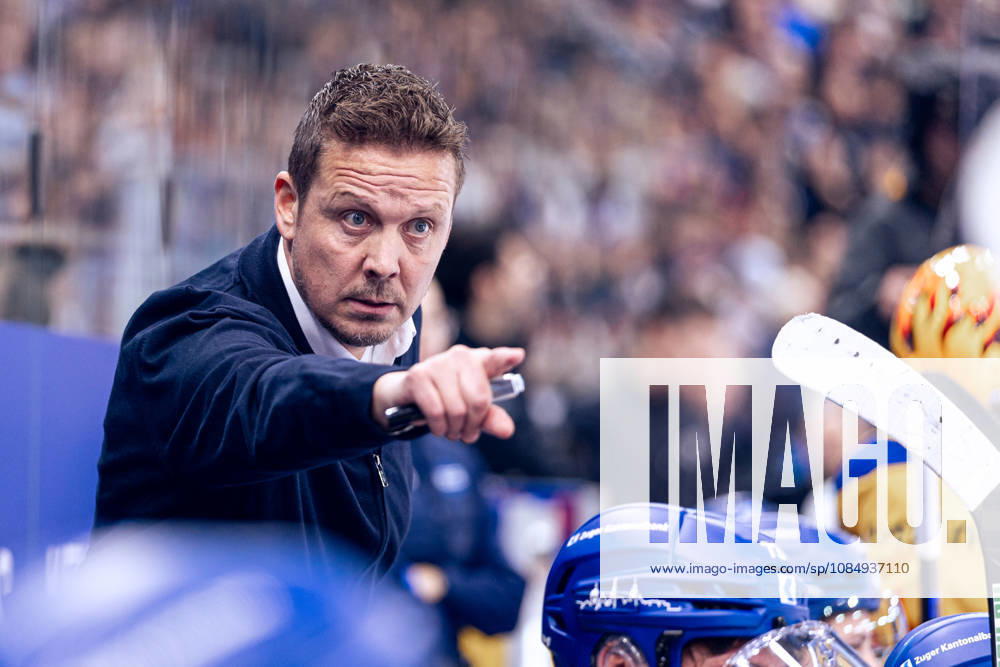 Head Coach Lauri Marjamäki, EV Zug, October 23, 2026, National League, Regular Season, Ice Hockey, OYM Hall, Zug, EV Zug vs. Lausanne HC. Photo by