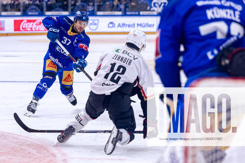 Final score: Elia Riva 37, EV Zug 23, October 10, 2026, National League, Regular Season, Ice Hockey, OYM Hall, Zug EV Zug vs. Lausanne HC. Image by