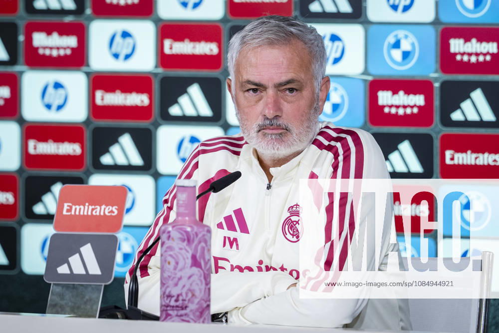Real Madrid Training Session and press conference, PK, Pressekonferenz Jose Mourinho, Head Coach of Real Madrid, speaks during a press conference ahead of the LaLiga EA Sports match against FC Barcelona, Barca at Ciudad Real Madrid on October 24, 2026 in Valdebebas, Spain. Valdebebas Ciudad Real Madrid Madrid Spain
