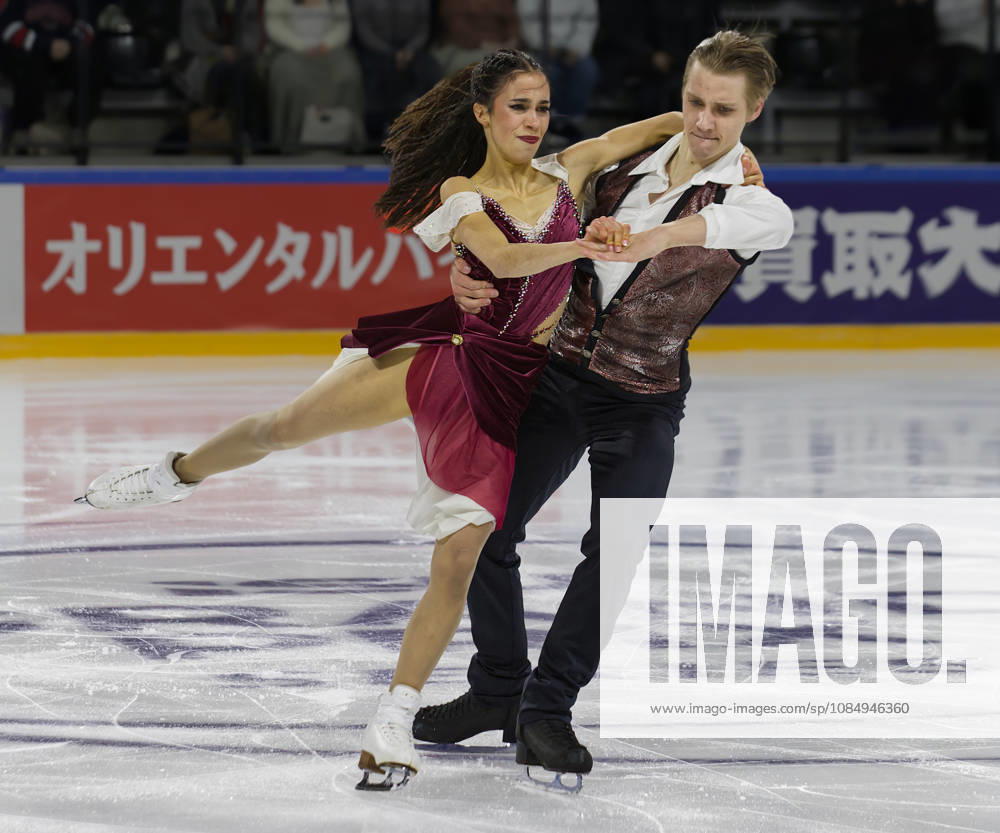 ILOUISE BORDET and MARTIN CHARDAIN of Team France (FRA) perform their rhythm dance at the ISU 2026 Grand Prix de France Ice Figure skating, Eiskunstlauf Championship held at the Angers IceParc in Angers, France on October 23, 2026. Angers France - ZUMAh139 20261023_zap_h139_001