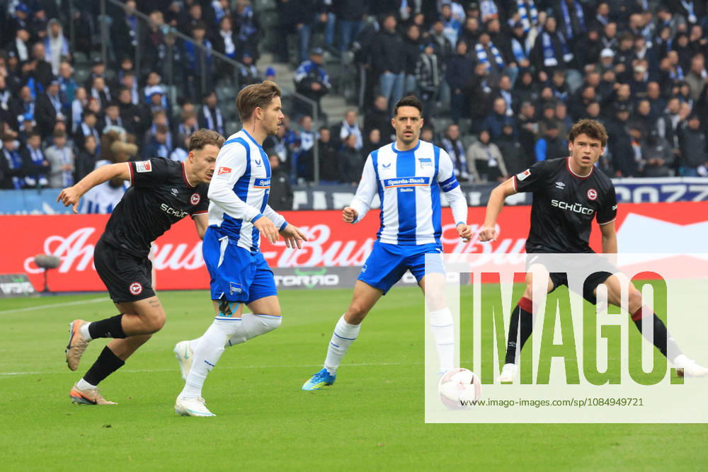 Germany, Soccer, Bundesliga 2, Matchday 9, 2026–2027 Season, Berlin Olympic Stadium, Hertha BSC vs. Arminia Bielefeld Mads Pedersen Hertha BSC Berlin 22, Josip Brekalo Hertha BSC Berlin 7, FELIX HAGMANN Arminia Bielefeld 2, LEON JENSEN, Arminia Bielefeld 31. 2. DFB DFL regulations prohibit any use of photographs as image sequences and or quasi-video. nordphoto GmbH, Engler, Berlin, Berlin Olympic Stadium, Berlin, Germany
