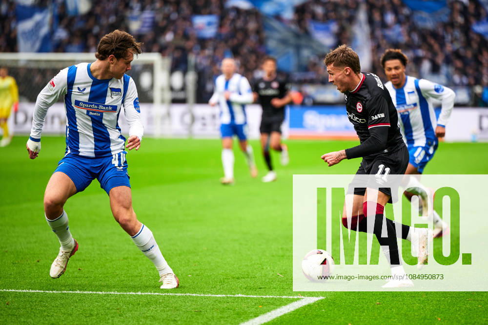 Joel Grodowski, Arminia Bielefeld, 11; Linus Gechter, Hertha BSC, 44; GER; Hertha BSC vs. Arminia Bielefeld, 2. Bundesliga, 2026–27 season, Matchday 9, October 24, 2026 DFL regulations prohibit any use of photographs as image sequences and or quasi-video GER, Hertha BSC vs. Arminia Bielefeld, 2. Bundesliga, 2026–27 season, Matchday 9, October 24, 2026, Berlin