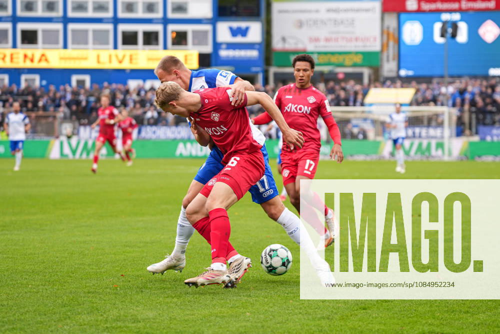 German Soccer, 3rd Division, Matchday 11, Hänsch Arena, Emslandstadion, Meppen, Emsland District, Lower Saxony, SV Meppen vs. FC Würzburger Kickers Louis Breunig (Würzburger Kickers), 16, vs. Jannic Ehlers (SV Meppen), 17