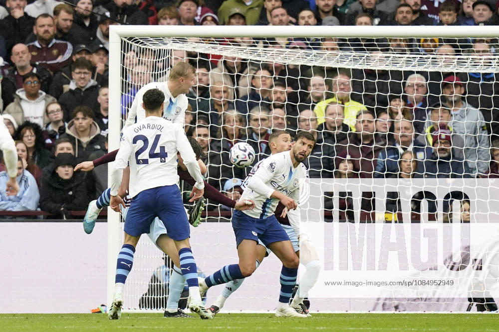 Birmingham, England, 24th October 2026. Erling Haaland of Manchester City scores to make it 1-1 during the Aston Villa vs Manchester City Premier League match at Villa Park, Birmingham. Picture credit should read: Andrew Yates Sportimage . SPI_046_AY_Villa_Man_City SPI-5099-0046