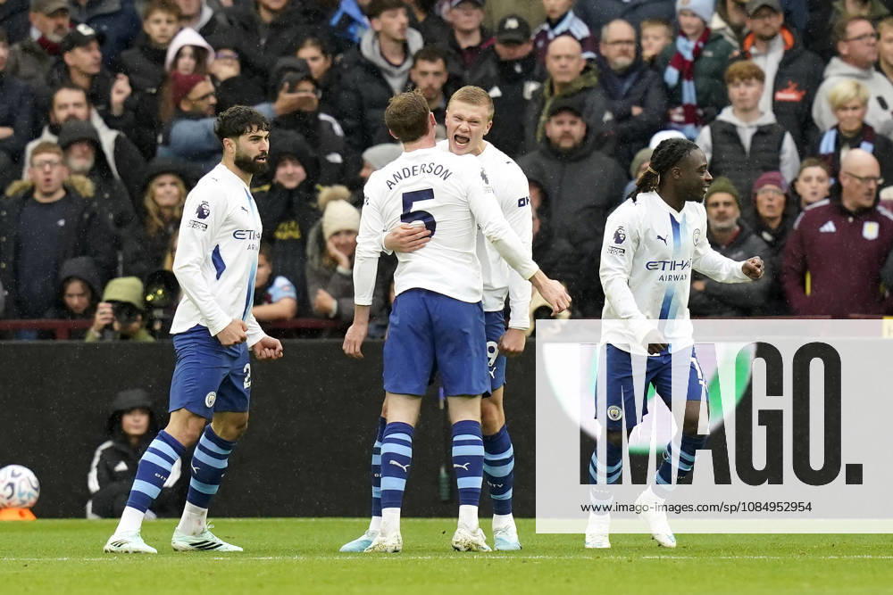 Birmingham, England, 24th October 2026. Erling Haaland of Manchester City celebrates after scoring to make it 1-1 during the Aston Villa vs Manchester City Premier League match at Villa Park, Birmingham. Picture credit should read: Andrew Yates Sportimage . SPI_047_AY_Villa_Man_City SPI-5099-0047