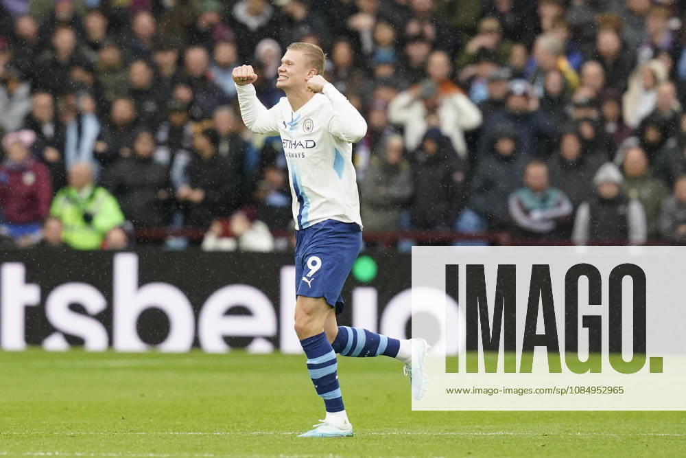 Birmingham, England, 24th October 2026. Erling Haaland of Manchester City celebrates after scoring to make it 1-1 during the Aston Villa vs Manchester City Premier League match at Villa Park, Birmingham. Picture credit should read: Andrew Yates Sportimage . SPI_050_AY_Villa_Man_City SPI-5099-0050