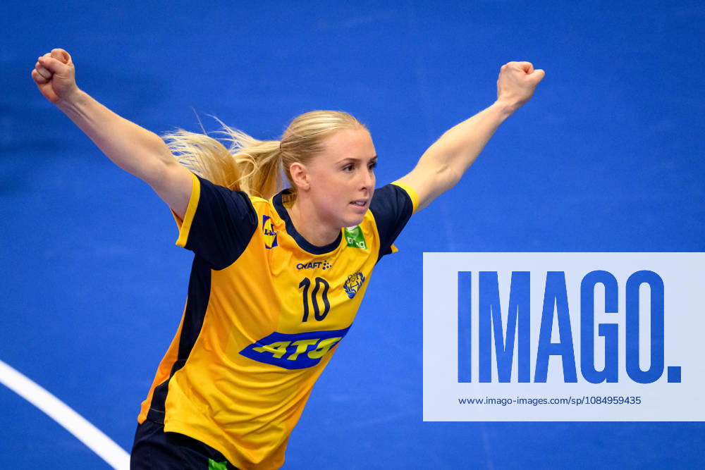 Handball, International Friendly, Sweden vs. Brazil, October 24, 2024: Mathilda Lundström of Sweden celebrates during the international friendly handball match between Sweden and Brazil on October 24, 2026 in Jönköping. Photo by Carl Sandin, BILDBYRÅN, code CS CS0996: handball, Swedish national handball team, Sweden, Brazil, women s handball, celebration