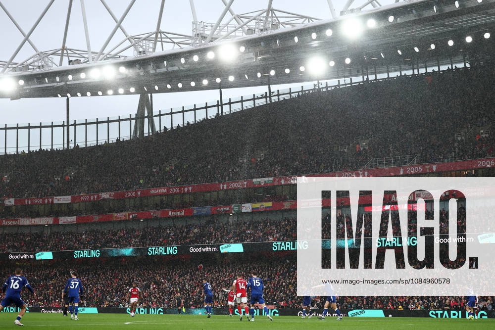 London, England, 24th October 2026. A general view showing the rain during the Arsenal vs Everton Premier League match at the Emirates Stadium, London. Picture credit should read: David Klein Sportimage . SPI_032_DK_Arsenal_Everton SPI-5095-0032