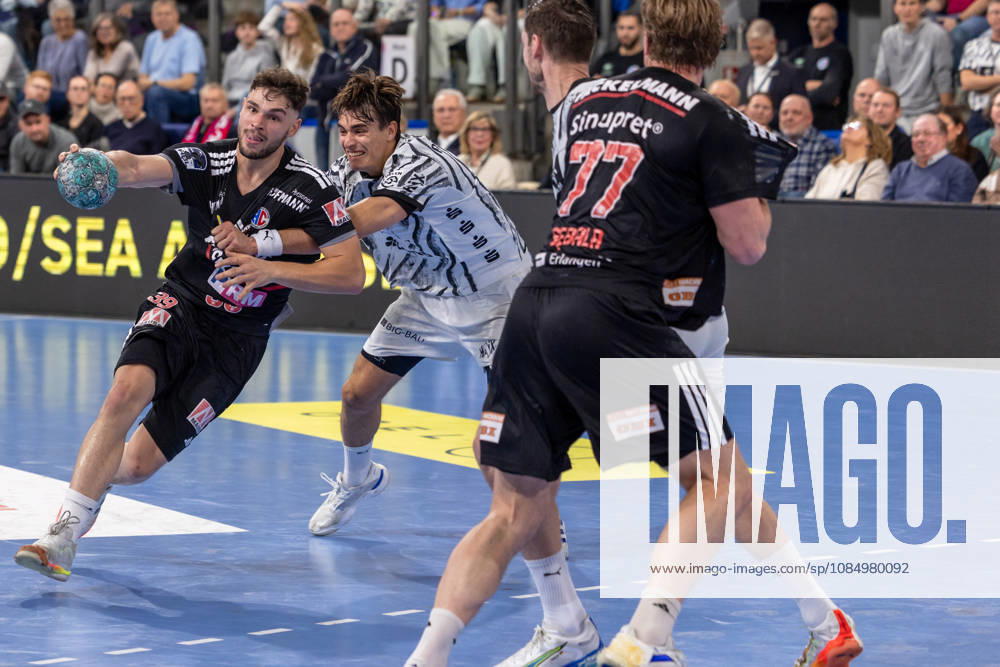 Head-to-head between Tobias Buck (HC Erlangen, 39) and Julian Koester (THW Kiel, 07 GER), HC Erlangen vs. THW Kiel, Handball, Opel Handball Bundesliga, Matchday 10, 2026–2027 season, October 24, 2026, Germany, HC Erlangen vs. THW Kiel, Handball, Opel Handball Bundesliga, Matchday 10, 2026–2027 season, October 24, 2026, Nuremberg
