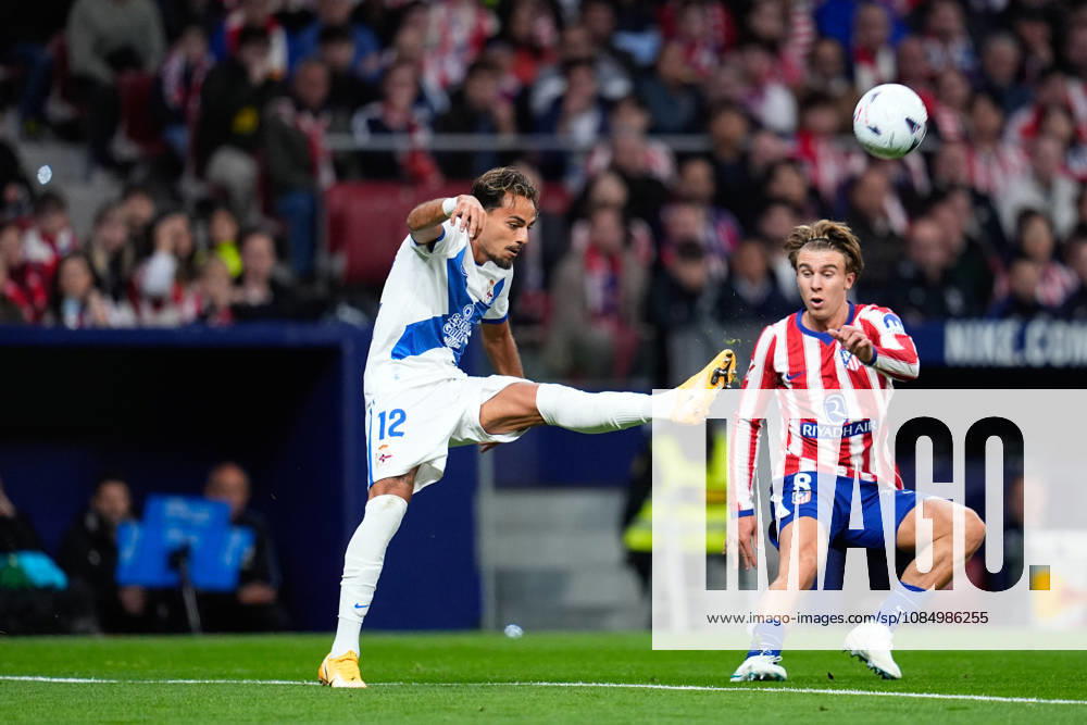 Giacomo Quagliata of Deportivo La Coruna kicks the ball during the Spanish League, LaLiga EA Sports, football match between Atletico de Madrid and Deportivo La Coruna at Riyadh Air Metropolitano stadium on October 24, 2026, in Madrid, Spain. Madrid Spain - ZUMAa181 20261024_zaa_a181_415