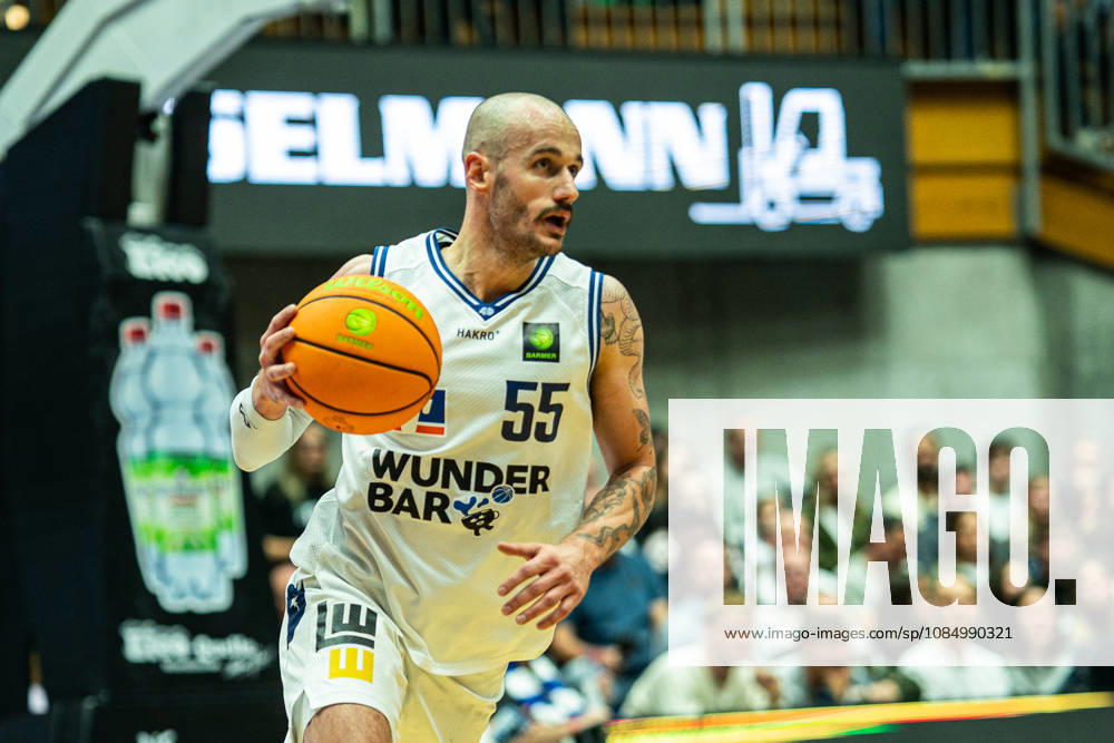 Simon Krajcovic, Hakro Merlins Crailsheim, 55 on the ball, GER, Hakro Merlins Crailsheim vs. Eisbären Bremerhaven, Basketball, 2nd Basketball Bundesliga ProA, Men s, Matchday 6, 2026–2027 Season, October 24, 2026, GER, Hakro Merlins Crailsheim vs. Eisbären Bremerhaven, Basketball, 2nd Basketball Bundesliga ProA, Men, Matchday 6, 2026–2027 Season, October 24, 2026, Ilshofen