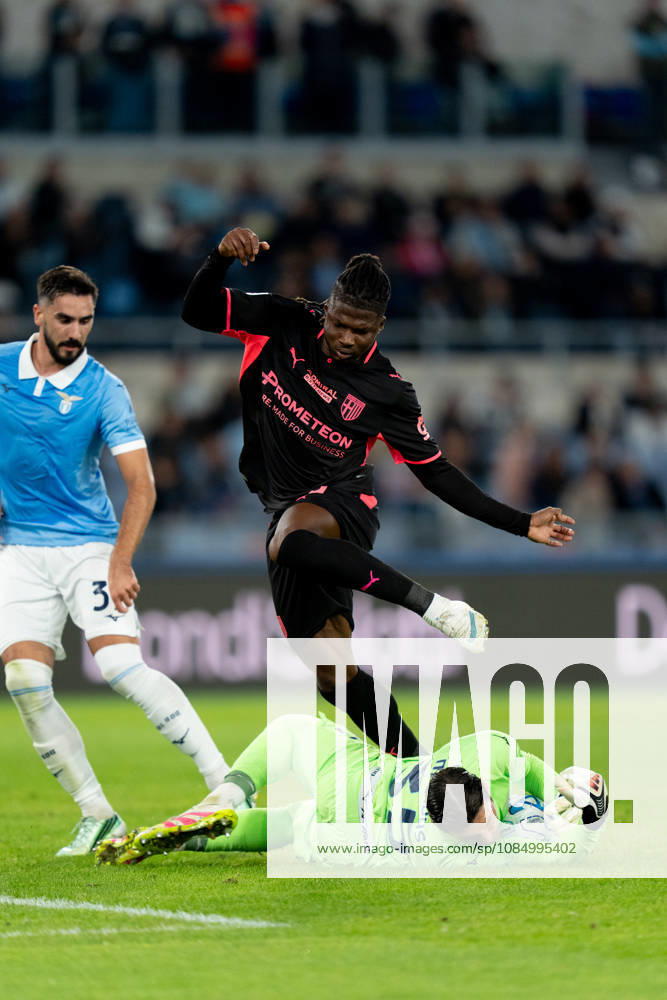SS Lazio v Parma Calcio 1913 - Serie A Enilive Christos Mandas of SS Lazio saves on El Bilal Toure of Parma Calcio 1913 during the Serie A Enilive match between SS Lazio and Parma Calcio 1913 at Olympic Stadium on October 24, 2026 in Rome, Italy. Rome Olympic Stadium Lazio Italy
