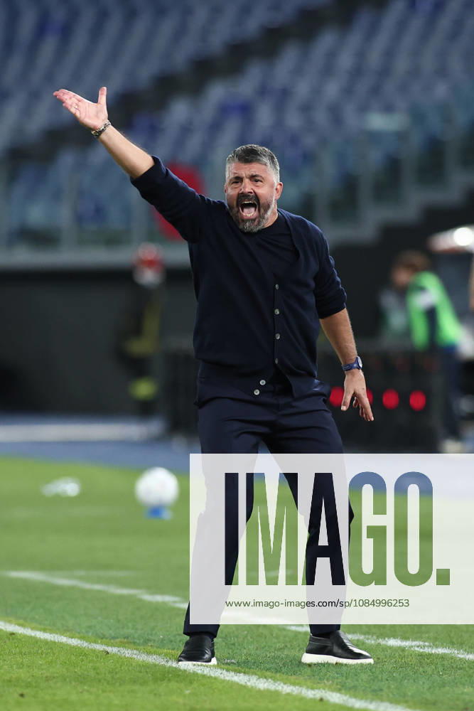 IPA90131618 - Gennaro Gattuso, coach of Societa Sportiva Lazio, is in action during the 2026 2027 Serie A match between S.S. Lazio and Parma Calcio at the Stadio Olimpico in Rome, Italy.