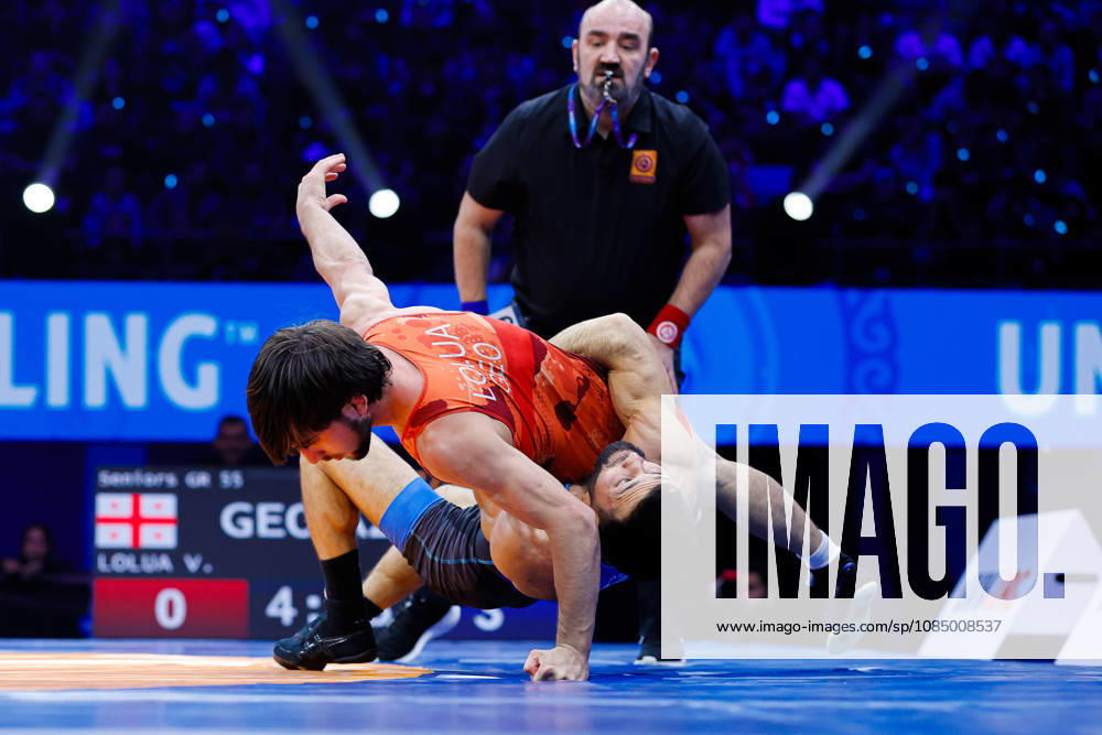 Senior World Championships, 55 kg Greco-Roman: Eldaniz Azizli (AZE) def. Vakhtang Lolua (GEO)