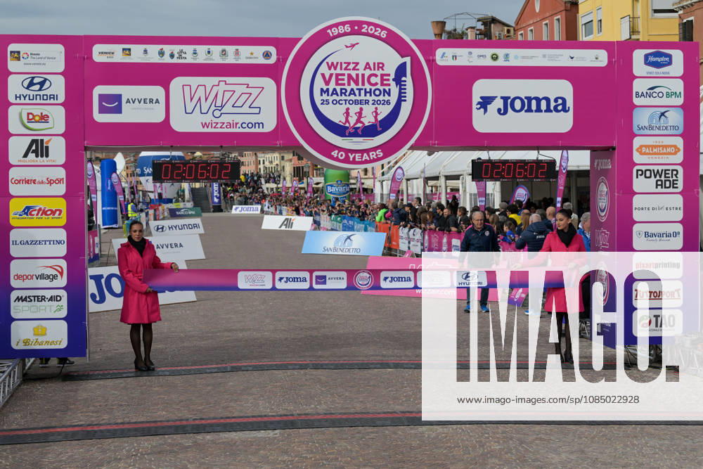 IPA90160993 - Finish line of the Venice Marathon during the 40th Venice Marathon in 2026, a marathon race in Venice, Italy, on October 25, 2026