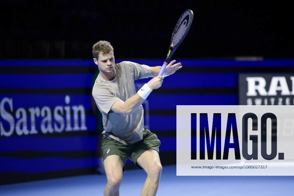 25th October 2026; St. Jakobshalle, Basel, Switzerland; ATP, Tennis Herren Tennis, Swiss Indoors Basel, Day 2; Qualifying final; Yannick Hanfmann of Germany plays a forehand AnthonyxBenoit