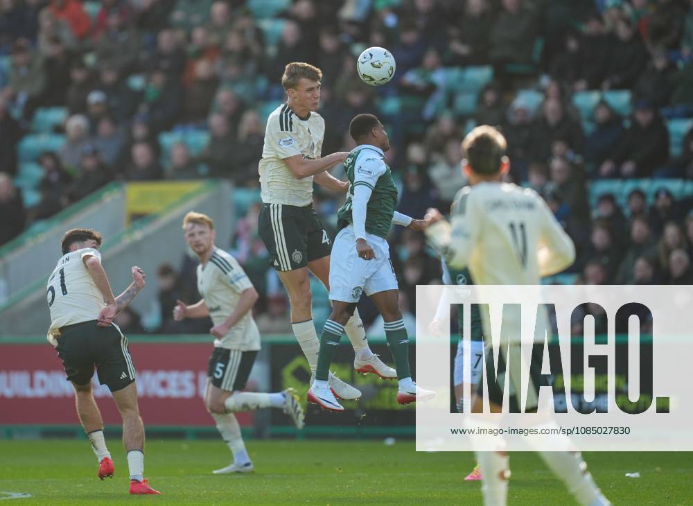 Dane Murray of Celtic beats Thibault Klidje of Hibernian in the air Hibernian v Celtic, William Hill Scottish Premiership, Football, Easter Road, Edinburgh, Scotland, UK - 25 Oct 2026Edinburgh Easter Road Scotland United Kingdom