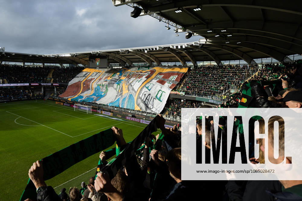 Soccer, Allsvenskan, GAIS vs. IFK Göteborg, October 25, 2026: GAIS fans displaying a tifo before the Allsvenskan soccer match between GAIS and IFK Göteborg on October 25, 2026, in Gothenburg