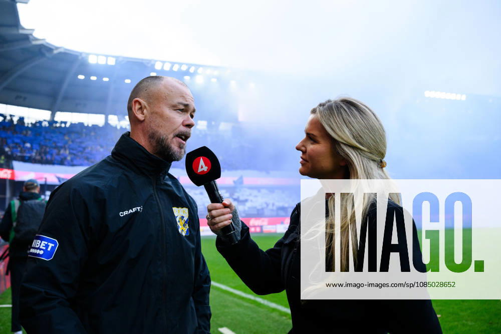 Soccer, Allsvenskan, GAIS vs. IFK Göteborg, October 26, 2025: IFK Göteborg coach Joachim Björklund is interviewed ahead of the Allsvenskan soccer match between GAIS and IFK Göteborg on October 25, 2026, in Gothenburg