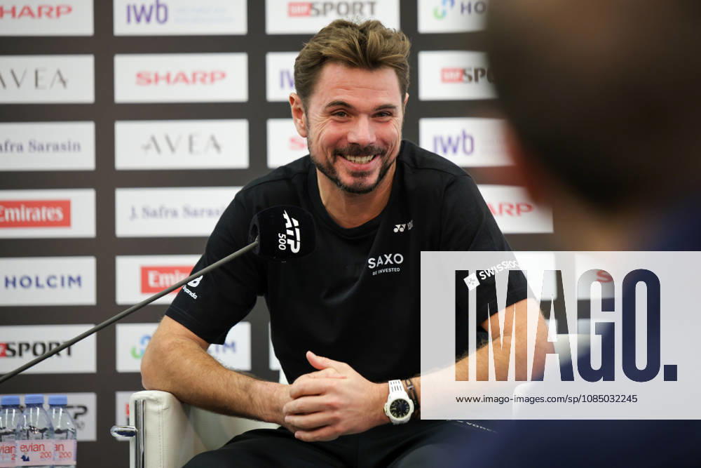 24th October 2026; St. Jakobshalle, Basel, Switzerland; Tennis, Swiss Indoors Basel, Day 1; Stan Wawrinka of Switzerland speaks at a press conference, PK, Pressekonferenz AnthonyxBenoit