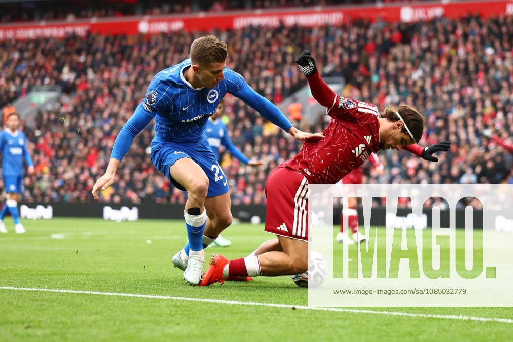 Costinha of Brighton & Hove Albion and Milos Kerkez of Liverpool Liverpool v Brighton & Hove Albion, Premier League, Football, Anfield, Liverpool, UK - 25 Oct 2026Liverpool Anfield United Kingdom