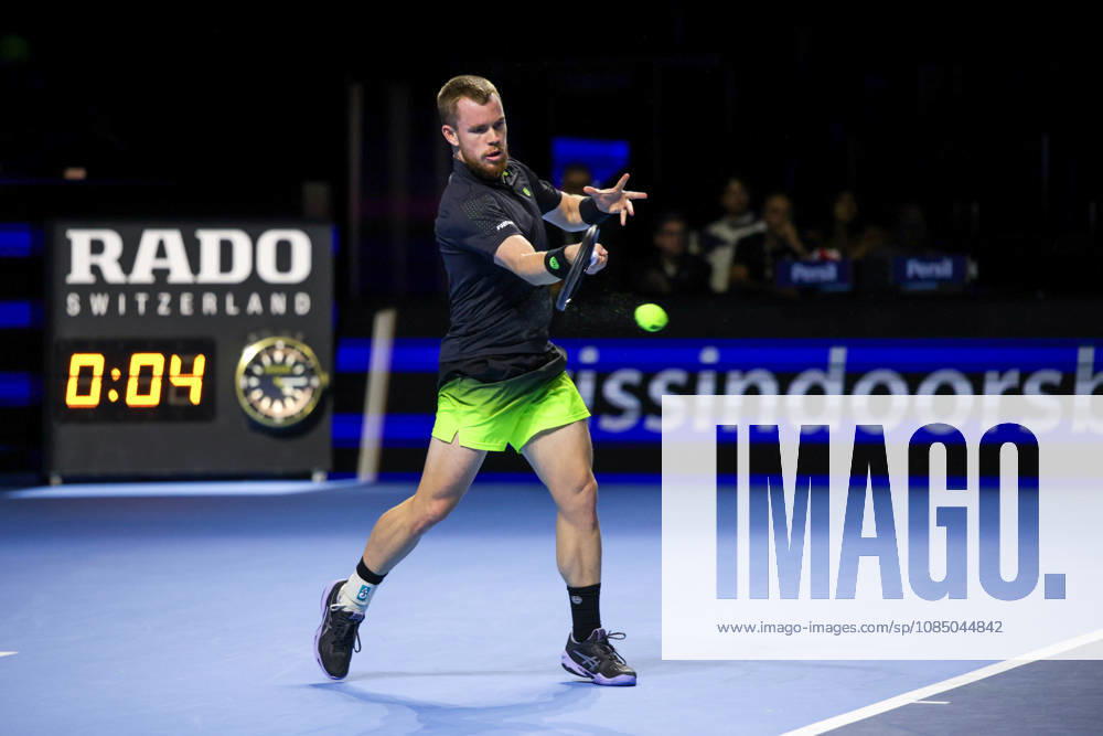 25th October 2026; St. Jakobshalle, Basel, Switzerland; ATP, Tennis Herren Tennis, Swiss Indoors Basel, Day 2; Qualifying final; Qualifying final; Remy Bertola of Switzerland plays a forehand AnthonyxBenoit